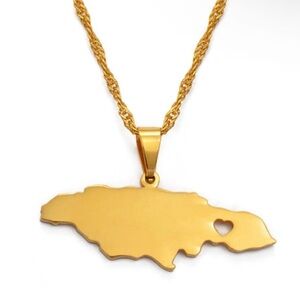 Heart Jamaica map necklace